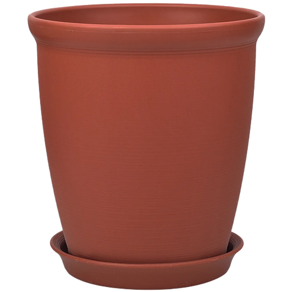 for retro Large Plastic Flower Pot with Tray for Home Garden Indoor Outdoor Use 19.8x13x22cm Dark Gray Brick Red White