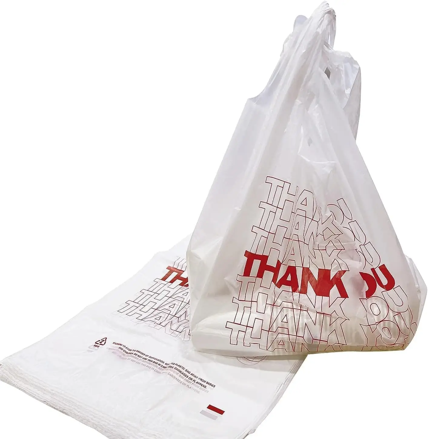 

1000 Ct Reusable Plastic Shopping Bags, 11.5x6.25x21 Inch Grocery Bags, 15 Micron Thick Disposable Thank You Bags