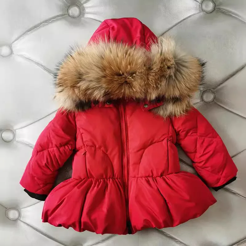 

Children's Hooded Down Jacket Winter Suit Mid-length Waisted White Duck Down Zip Down Jacket Winter -25 Degree Celsius
