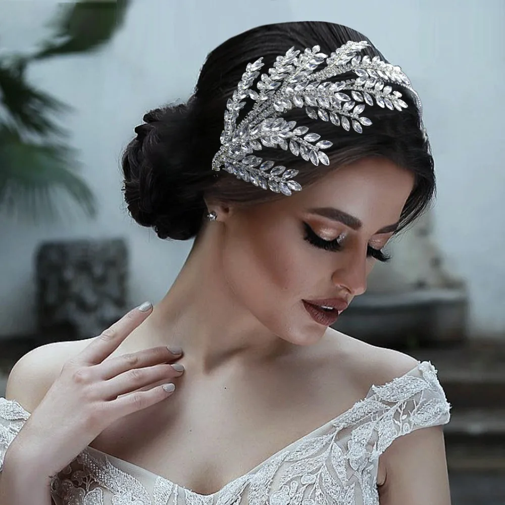 

DZ019 Bridal Headband Elegant Wedding Headdress Luxury Crystal Bride Head Hoop Rhinestone Hair Vine Band Tiara Jewelry Crown