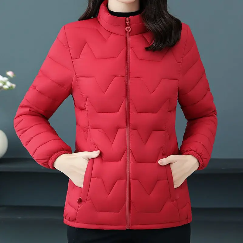 Women Clothing Short Parka 2024 Autumn Winter Thin Padded Jacket Simple Slim Female Warm Quilted Coat