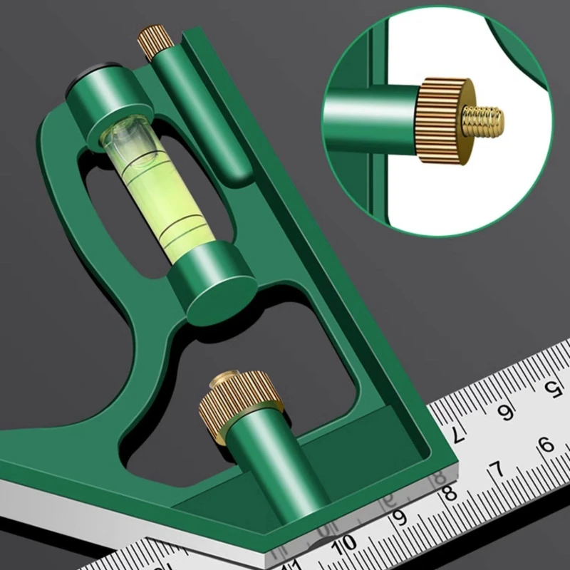 Multi Functional Combination Adjustable Right Angle Ruler and Protractor, Movable Measuring Tool Measuring Instrument