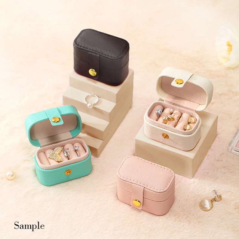 

Snap Flip Ring box Portable Mini PU Jewelry Box Storage Box Display box Ring Earrings Boxes Gift