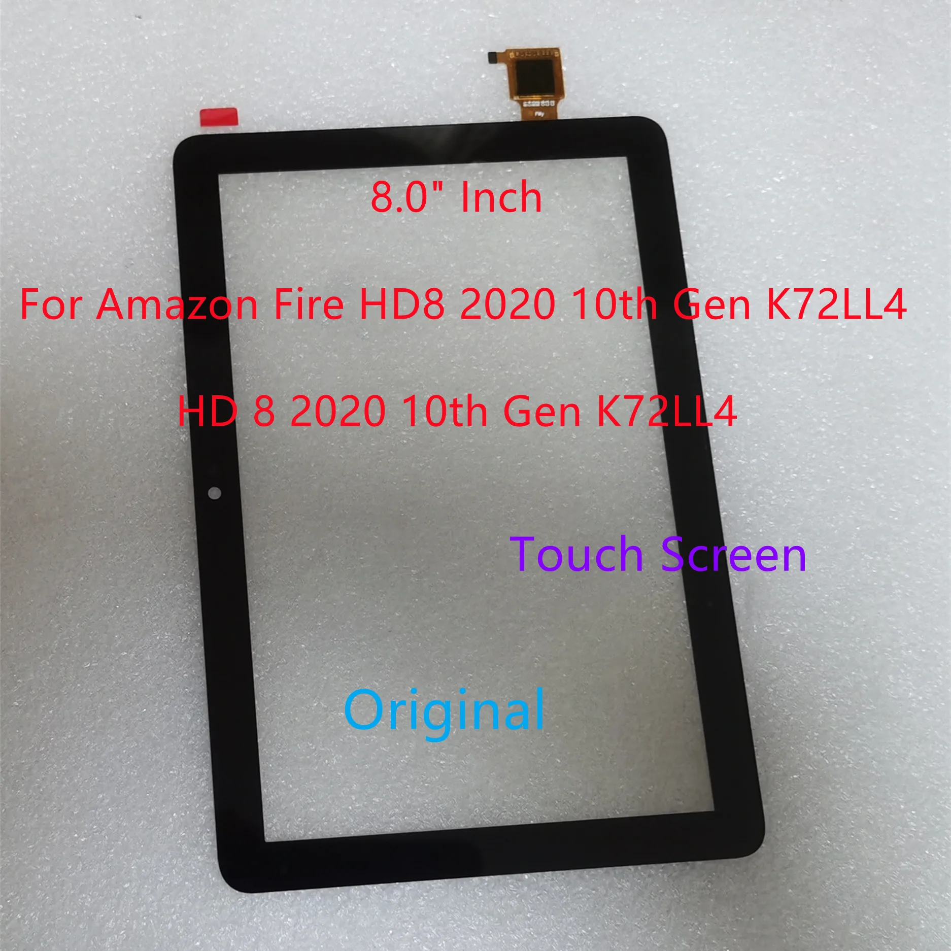 High quality New 8.0 Inch For Amazon Fire HD8 2020 K72LL4 HD 8 2020 10th Gen K72LL4 Touch Screen Digitizer Glass Panel 100% Test