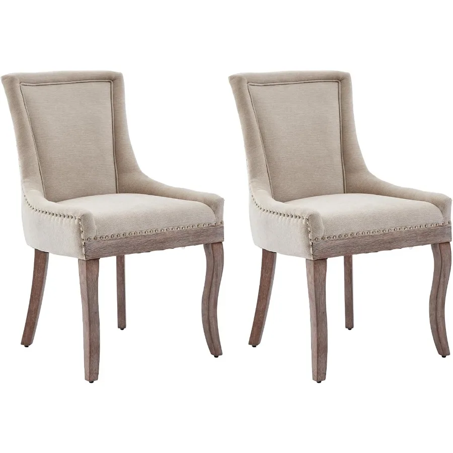 Upholstered Dining Chairs Set of 2 Fabric Dining Room Chair Kitchen Dining Room Chairs Farmhouse Kitchen Chairs with High Back