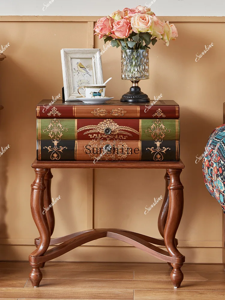 

American country two bucket living room book side cabinet bedroom bedside retro storage porch FT