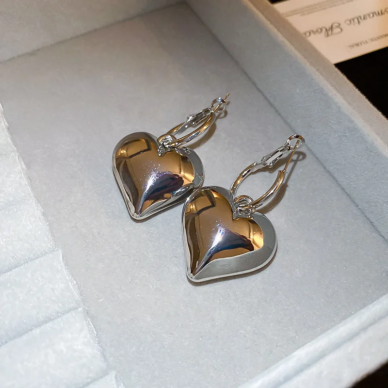 أقراط متدلية على شكل قبة مكتنزة مطلية بالذهب عتيقة للنساء ، فولاذ مقاوم للصدأ لامع ، أقراط سميكة على شكل قلب الخوخ ، طوق مغفل خفيف الوزن #4