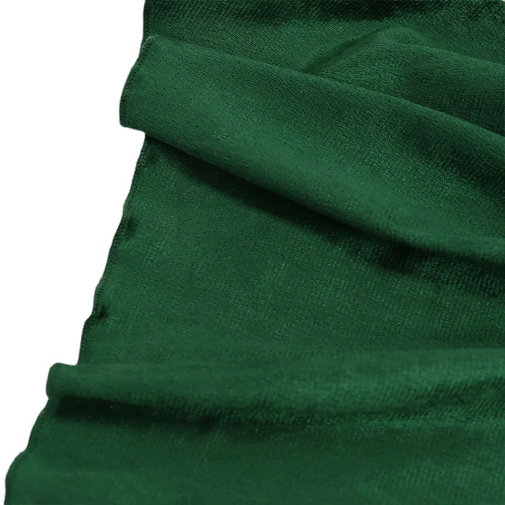Green Velvet Table Runner Soft Texture Stitched Edge Table Linen Overlay 70x300cm Rectangular Shape Soft Velvet Fabric Runner