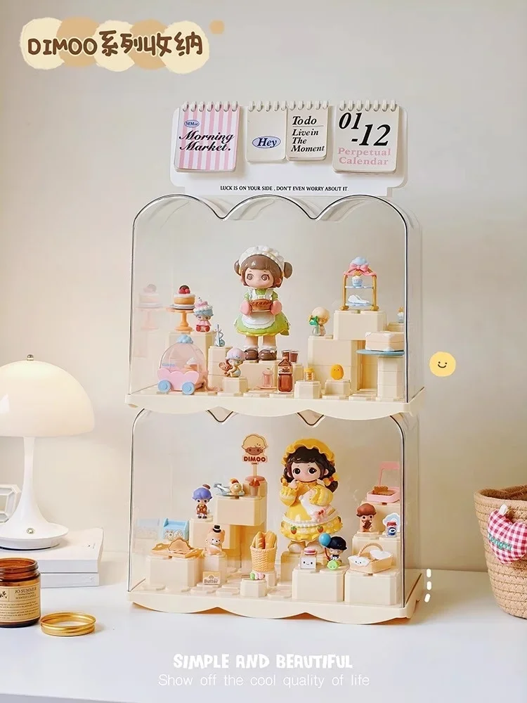 Cloud Style Blind Box Display Stand Landspace Scene Acrylic Transparent Decoration Organizer for POP-MART Display Cabinet