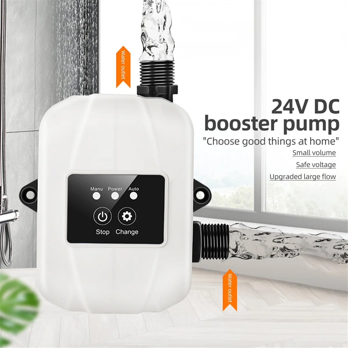 Water Pressure Booster Pump for Home 24V Automatic Shower Water Pressure Booster Water Recirculating Pump Black EU PLUG