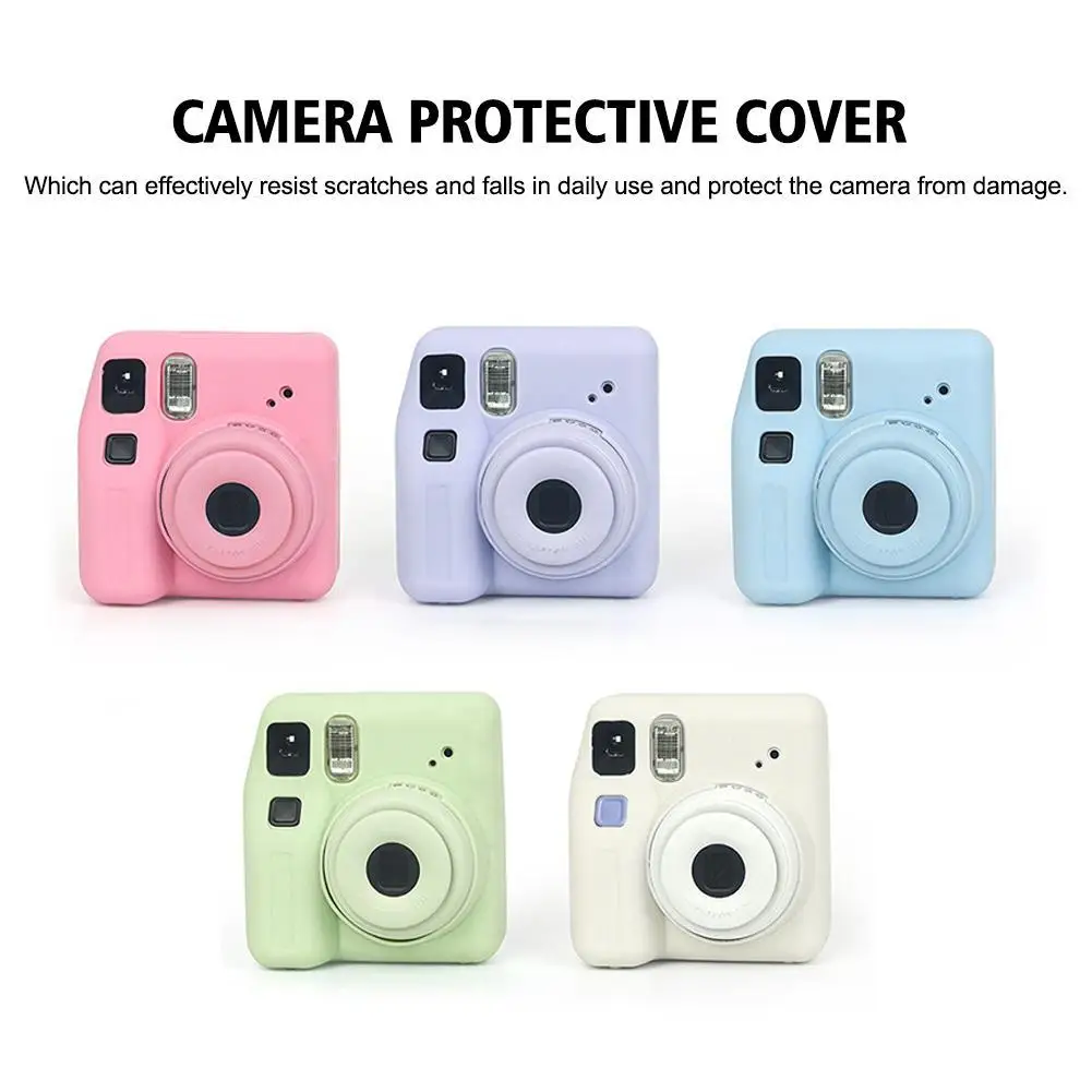 For Instax Mini SE Camera Case Solid Color Soft Silicone Protective Case Travel Bag For Fujifilm Film Wear-resistant Camera Bag