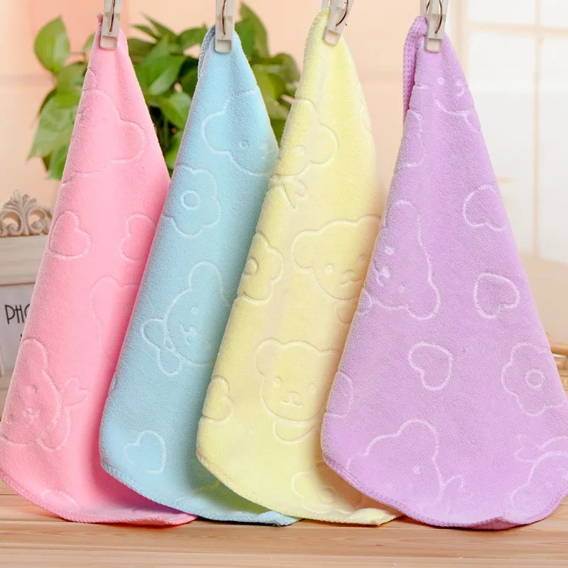 Bear Print Linen Coral Hand Towels 1-Pack - 25x25CM Cotton Quality Soft and Absorbent Small Towels for Bathroom 600 GSM
