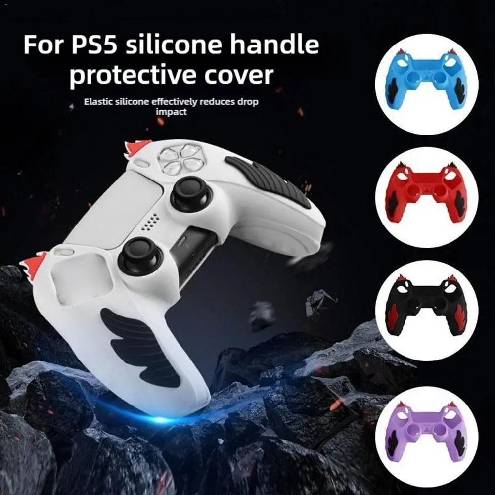 For PS5 Creative 3D Flame Controller Silicone Protective Cover Anti-drop Anti-slip Anti-sweat For Playstation 5 Controller Shell