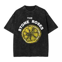 The Stone Roses Logo Washed T Shirt Streetwear Hip Hop Vintage T-Shirts Rock Band Tees Tops Men Women Cotton High Street Graphic
