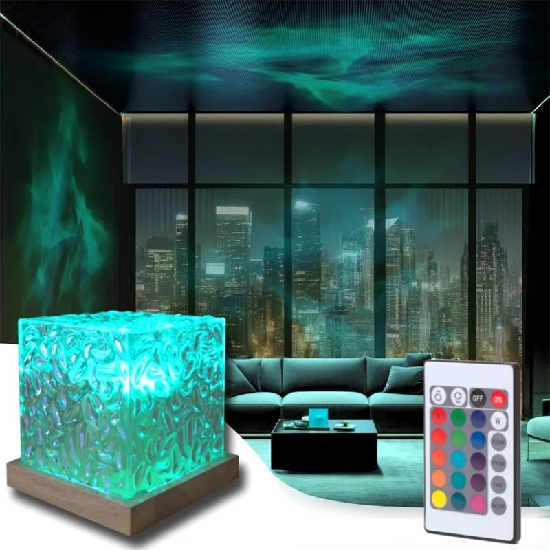 Ocean Wave-projectorlicht 16 kleuren Midnight Aura Aurora Glow Lamp Home Office Bar Restaurant Onderwaterprojector Nachtlampje