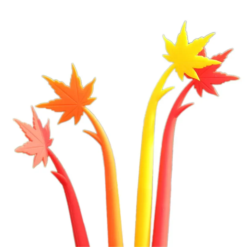 

30 шт., черные гелевые ручки с красными листьями в небе, 0,5 мм, черная креативная ручка для моделирования для студентов, канцелярские принадлежности Kawaii, школьные принадлежности