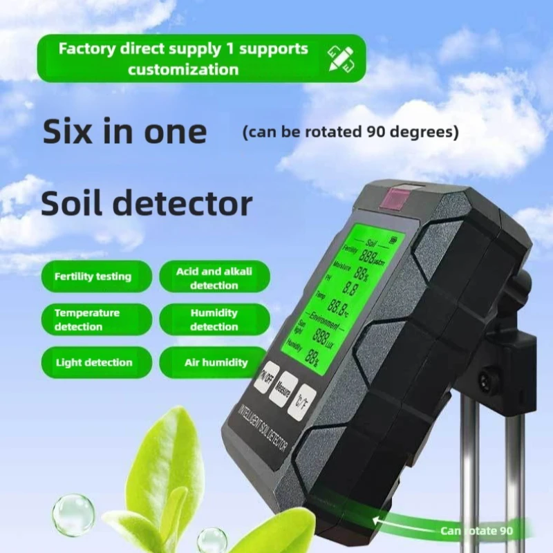 

6 in 1 Digital Soil Tester Multifunctional Soil PH Detector Moisture Fertility PH Temp Humidity Light Meter for Garden Farm