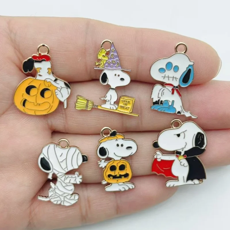 10Pcs Cute Halloween Cartoon Puppy Alloy Enamel Charms Pumpkin  Pendants DIY Jewelry Making Accessories