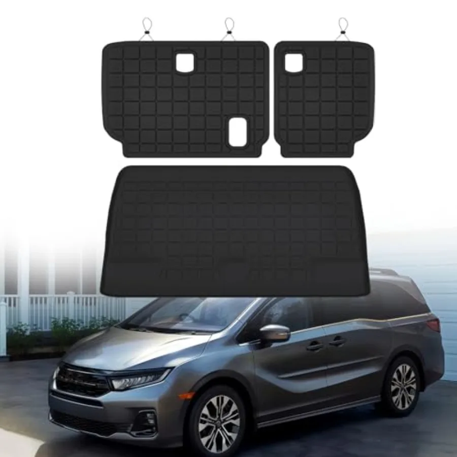 

Cargo Mat 2011- Honda Odyssey and Backrest Mat, TPE All Weather Protection Car Trunk mat Covering The Backrest Accessories - Bl