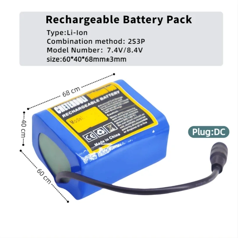 بطارية ليثيوم 8.4 فولت 10 أمبير 2s3p 18650، BMS مدمجة لأضواء الدراجة 7.4 فولت 8.4 فولت وأضواء الصيد والقوارب التحكم عن بعد