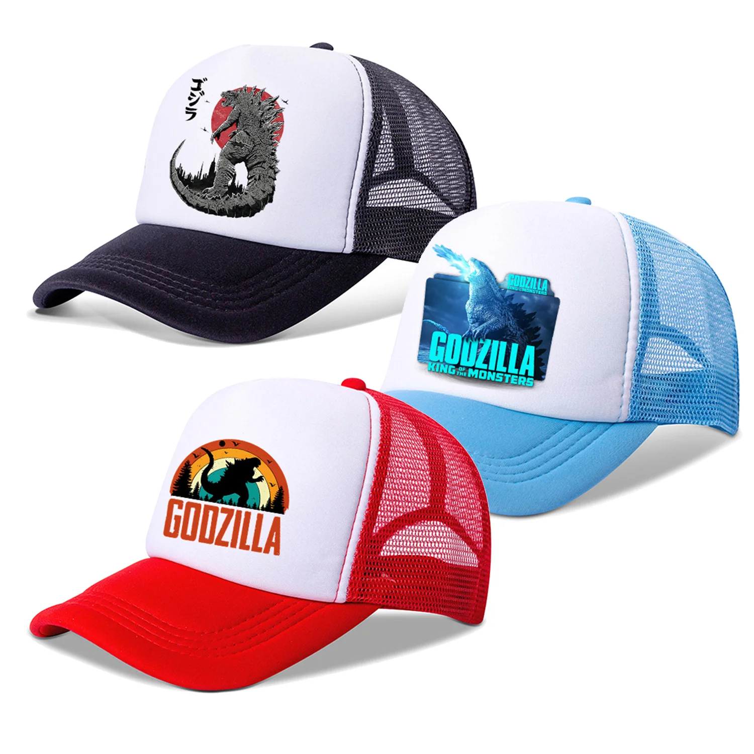 Godzilla Mesh Baseball Cap Jungen Männer Sonnenhut Outdoor Einstellbare Casual Hüte Kinder Reise Sonnenschutz Hut Snapback Caps Geburtstag Geschenk