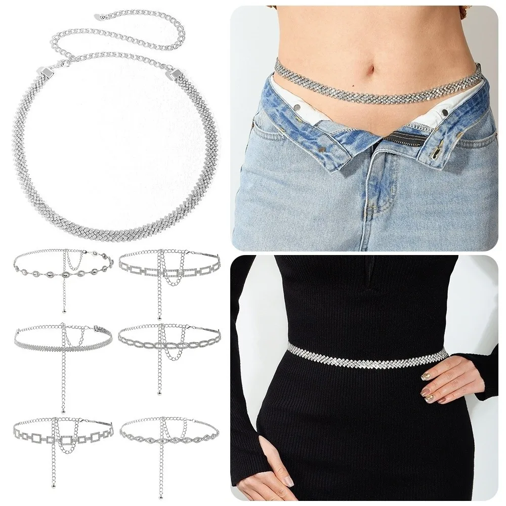 

Silver Rhinestone Waist Chain Belt ​Diamond-Like Sparkle​ ​Elegant Design​ ​Sparkly Crystal Belt​ ​Adjustable Fit​