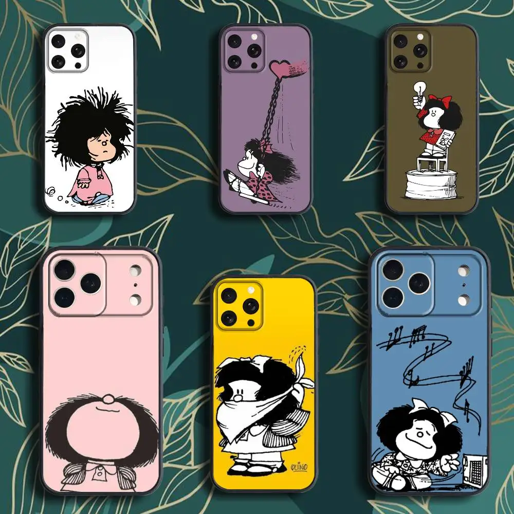 Cute-S M-Mafaldas-ES Phone Case For iPhone 17,16,15,14,13,12,Pro,Max,Plus,E,SE4,Air,Mini Black Soft Box