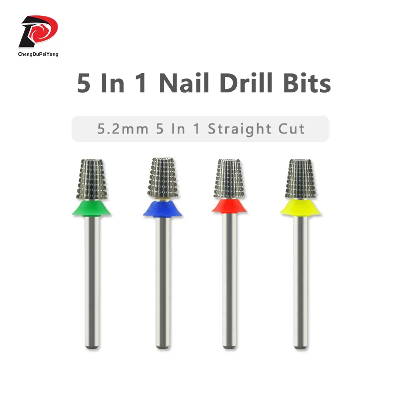Nail Drill Bits 5.2mm 5 In 1 Straight Cut Mini Foot Nail Drill Bits Carbide Pedicure 네일 초경 все для маникюра ногтей