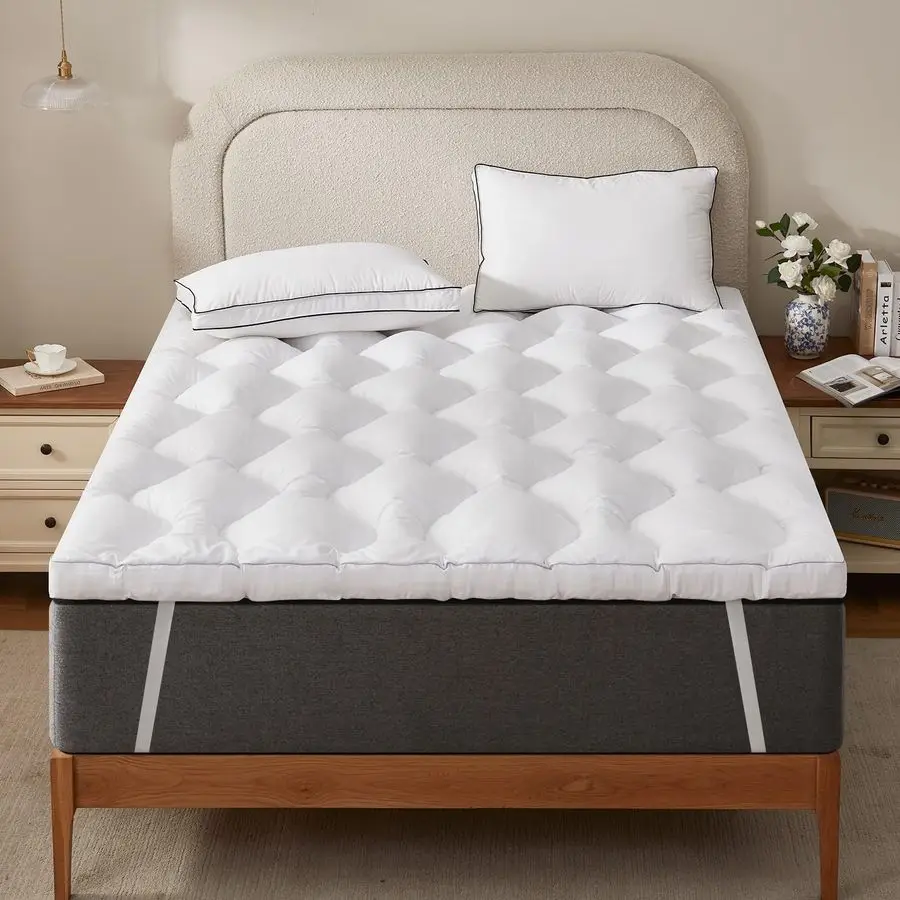 

3 Inch Memory Foam Mattress Topper Queen Size for Back Pain Relief, Thicked Down AlternativeLined Mattress PadFilled with Breath