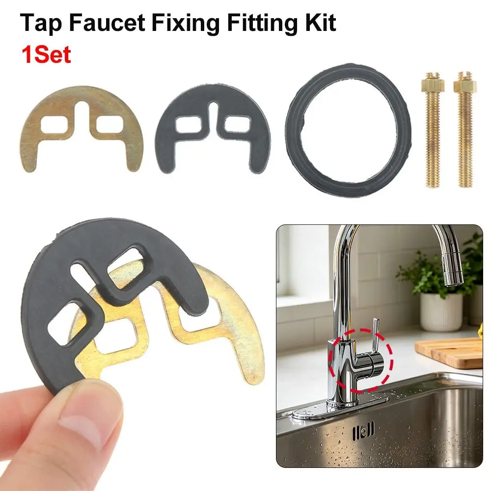 1Set M8 Bolt Tap Faucet Fixing Fitting Kit Plastic Rubber Stainless Steel Washer Plate Faucet Accessories Hex Wrench