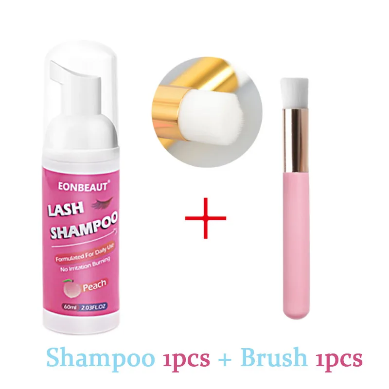 

1 Bottle 60ml Eyelash Extension Lash Shampoo Mousse False Eyelashe Glue Cleaning Foam Pump Design Makeup Brush Tool Accessories