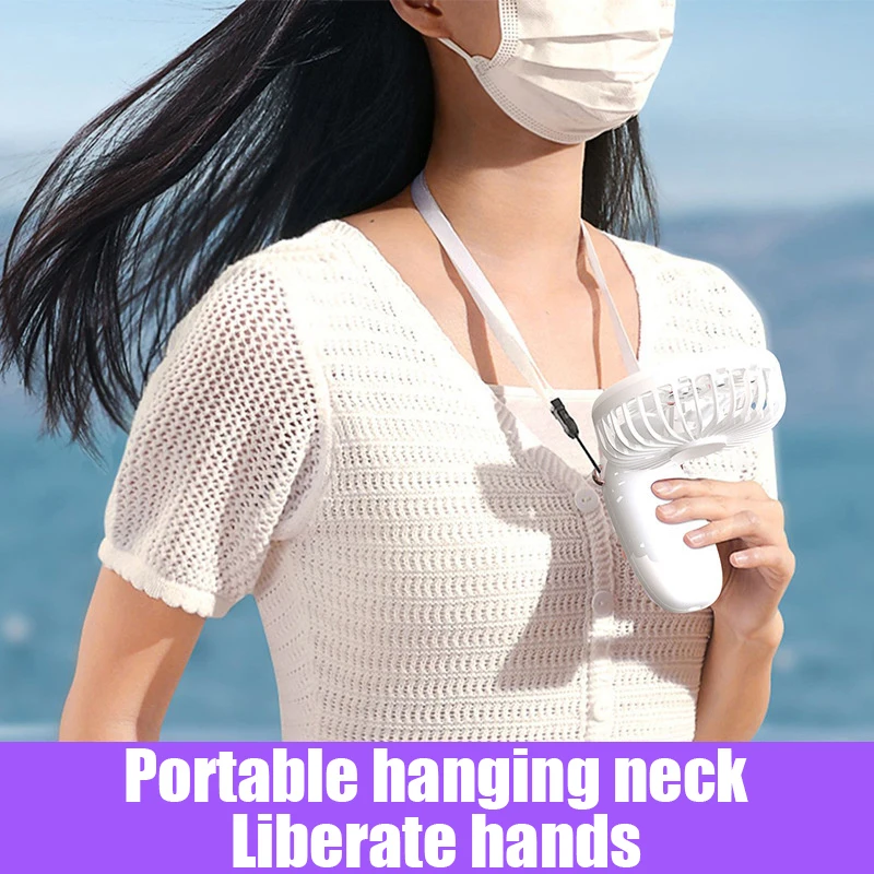 Ventola portatile personale silenziosa Mini ventola portatile ricarica USB ventola di raffreddamento pieghevole con Display digitale e cordino