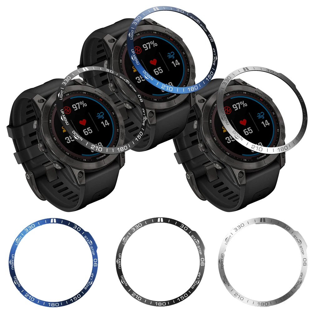 For Garmin fenix 7 7S 7X/5 5X/6X/6X/Epix Pro 51/47/42mm Bezel Ring Stainless Steel Adhesive Anti-scratch Protective Cover Rings