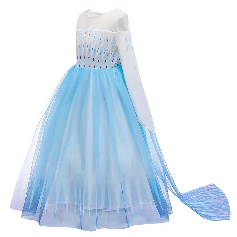 3 5 6 8 10 Years Girls Elsa 2 Costume Kids Halloween Cosplay Princess Dress Children Birthday Party Frocks Clothes Up