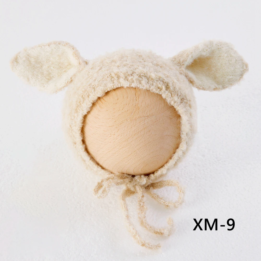 الأبيض الأرنب قبعة الوليد التصوير الدعائم محبوك الرضع فتاة أرنب قبعة الحيوان الوليد بونيه الشتاء الطفل صور الملحقات #5