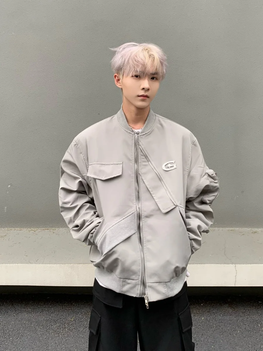 

American Street Sle Baseball Jaet Loose ex Spring Autumn Trendy Brand Ins Asymmetrical Couple's Jaet Youth ular