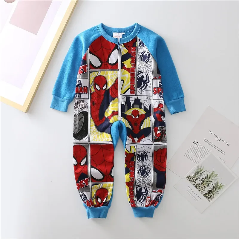 Spring Autumn Baby Rompers Cartoon Spiderman Princess McQueen Cars Iron Man Kid Boy Girl Long Sleeve Bodysuit Pajamas Clothing