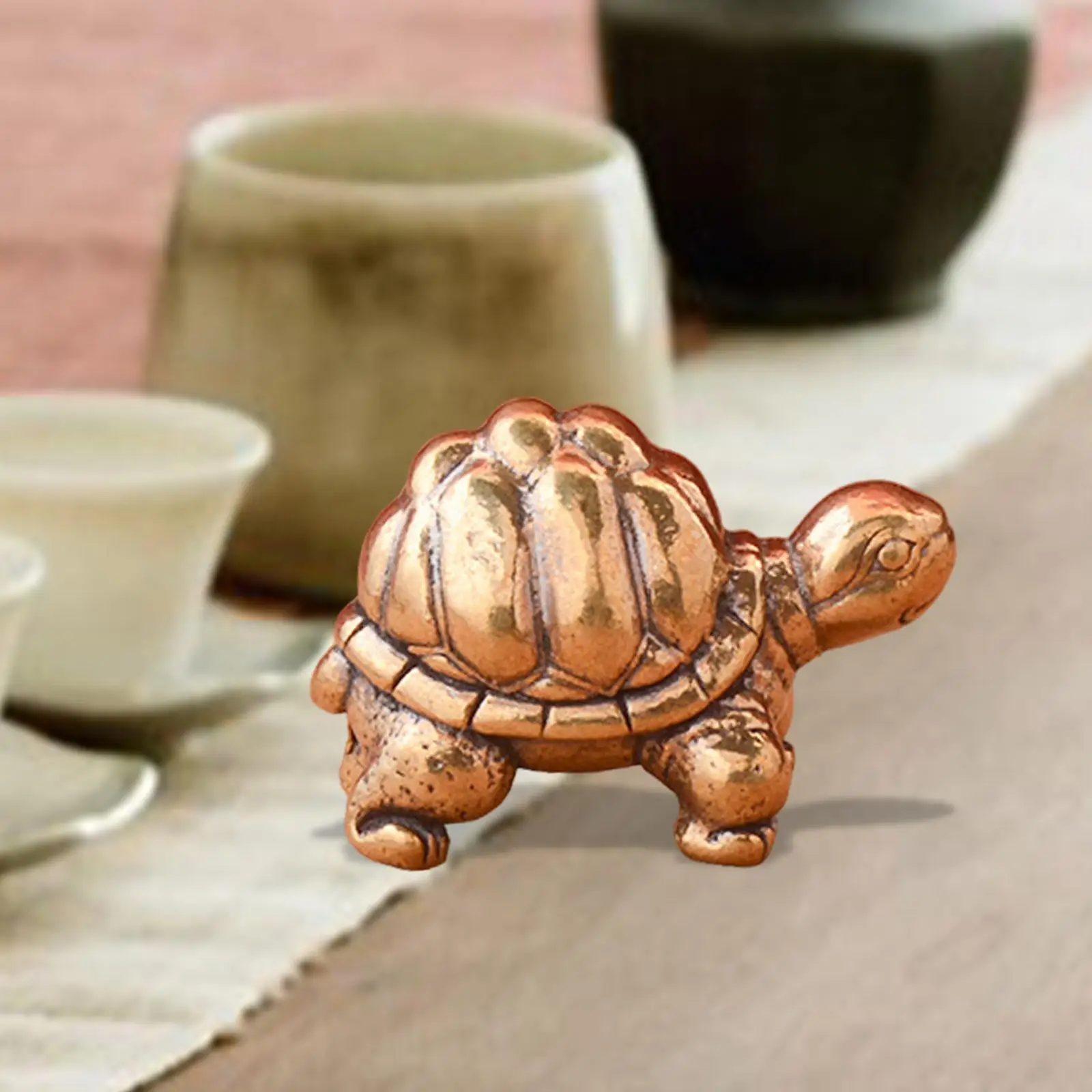 Mini Brass Turtle Sculpture Souvenir Tea Pet Miniature Cute Desktop Ornament 1.1x0.7inch for Tea Room House Warming Gift