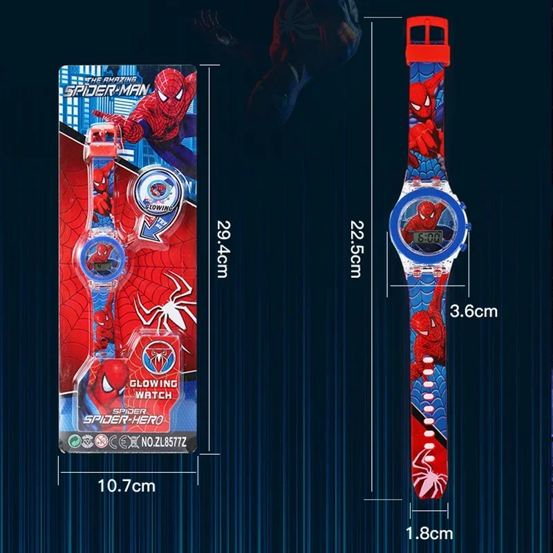 Disney Flash Light Spiderman Kids Watches for Boys Cartoon Anime Shark Mickey Children Watch Girls Student Clock Birthday Gifts