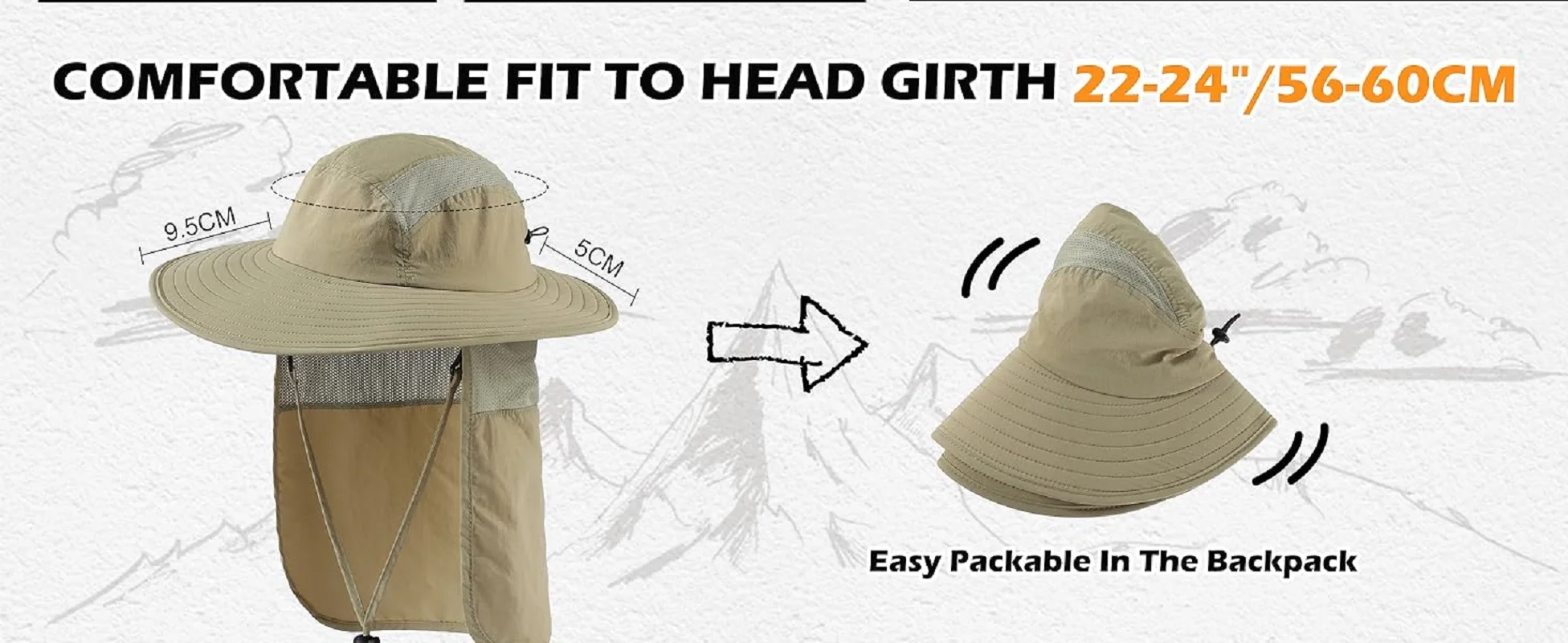 Connectyle Mens Women Summer Sun Hat UPF 50+ Sun Visor Protection Cap Adjustable Quick Dry Wide Brim Fishing Hat with Neck Flap