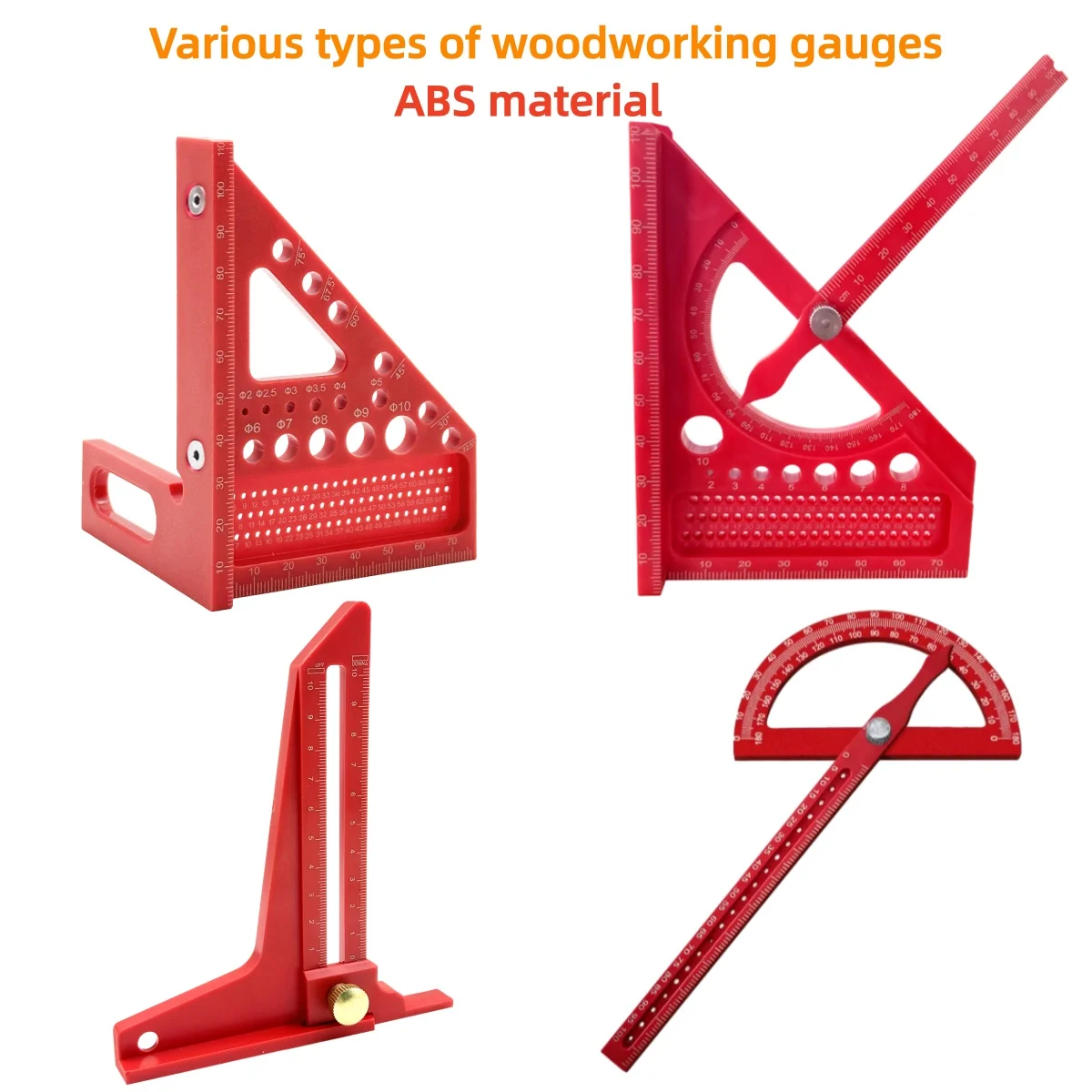 Plastic Woodworking Multi-Angle Triangular Ruler, 180° Protractor, Center Ruler, Height Ruler, Cutting Triangle Ruler