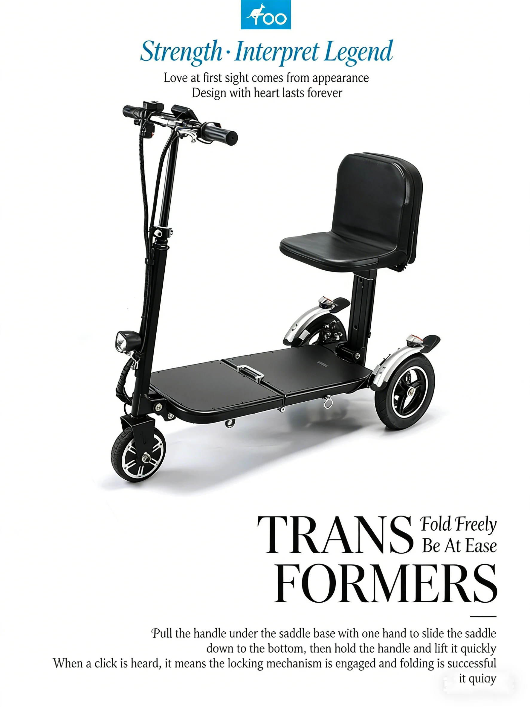 Small Foldable Elderly Mobility Scooter Mini Electric Tricycle Disabled Electric Wheelchair Lithium Battery image 4