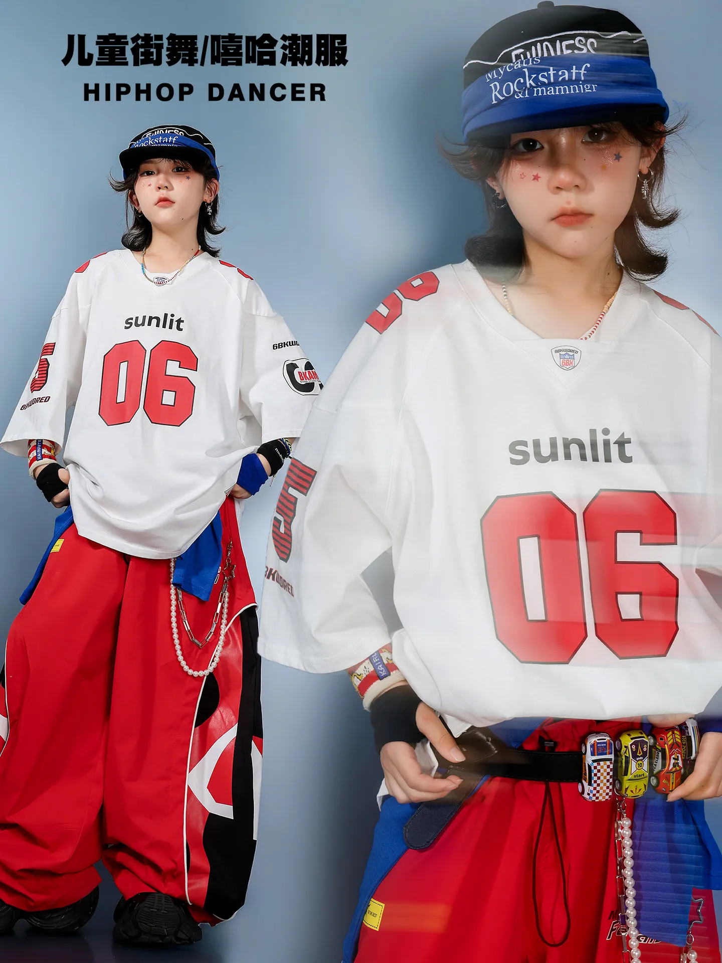 

2026 Children Ballroom Hip Hop Dance Costumes For Boys Loose Shirts Red Cargo Pants Kpop Outfits Girls Jazz Dance Wear DQS23241