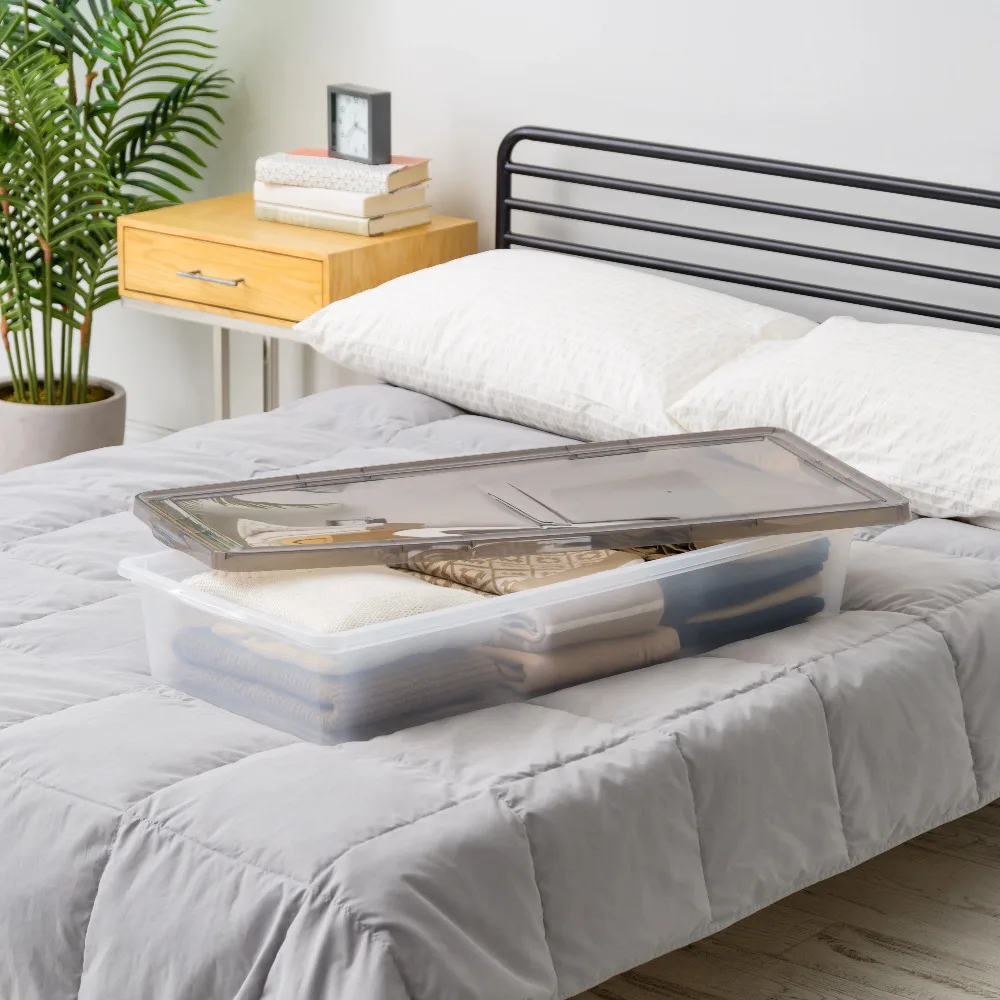 

IRIS USA 41 Qt. Plastic Underbed Storage Bins with Lids, Clear, Stackable Totes, Containers