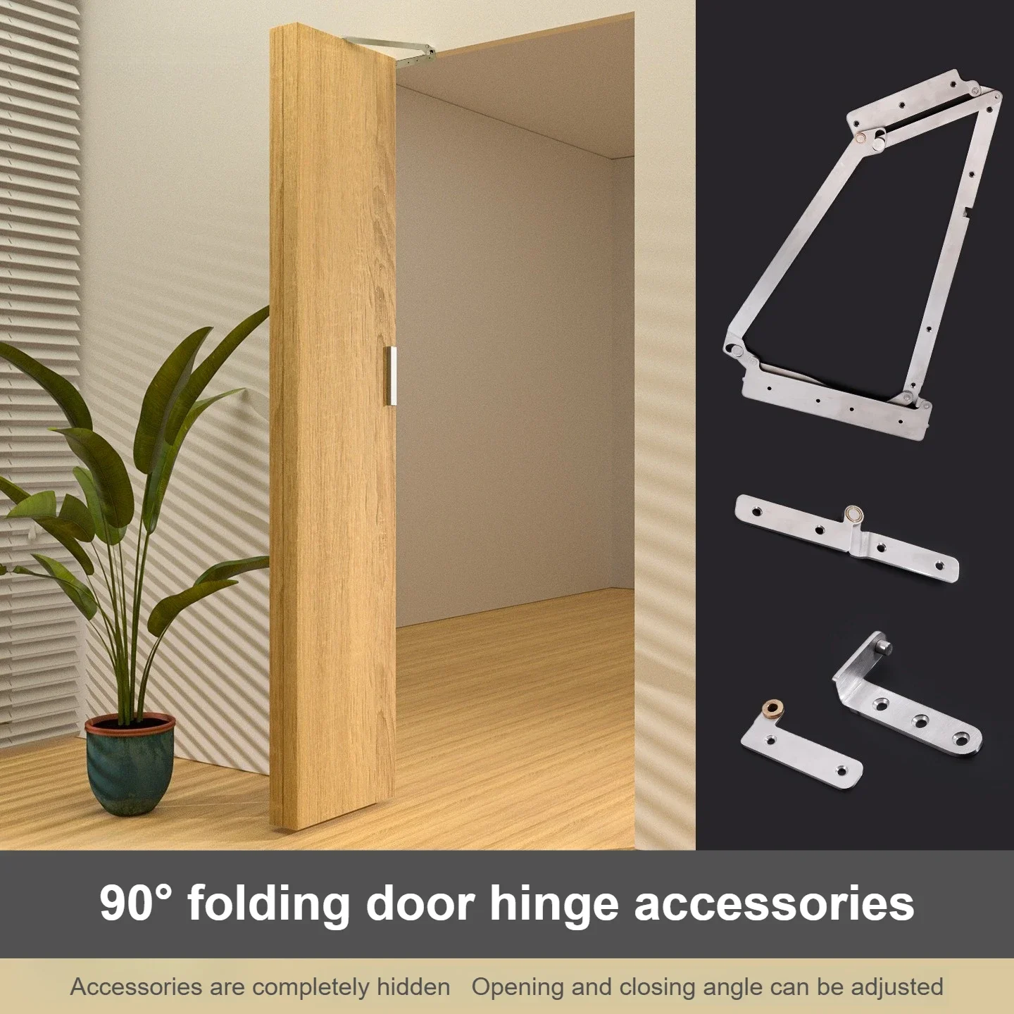 Stainless Steel 90° Folding Door Hardware Fittings No Lower Rail Flat Folding Wooden Door Hinge Connector 700/800/900