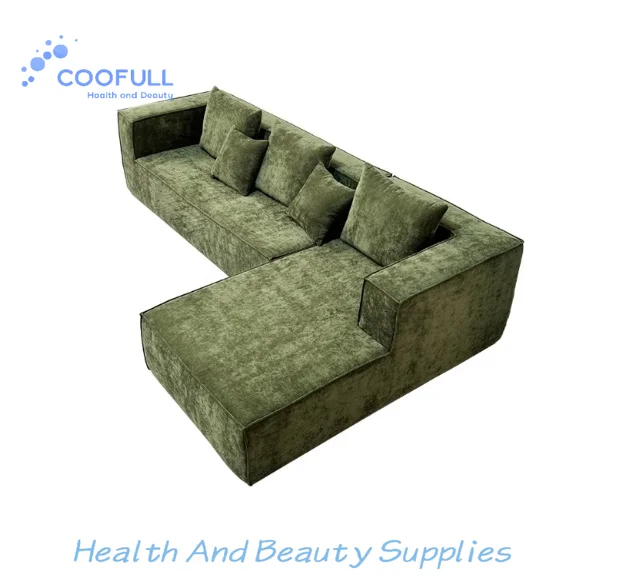 Coofull Modern L-Shape Compressed Corner Sofa Set in a Box Fabric Foam Sponge High Density Reclining for Living Room Furniture