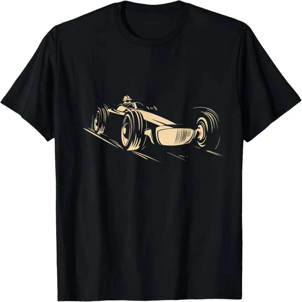 Race Car Racing Sports Auto Racer Vintage Cool pattern design-100% cotton summer O-neck short sleeve printed men's T-shirt.