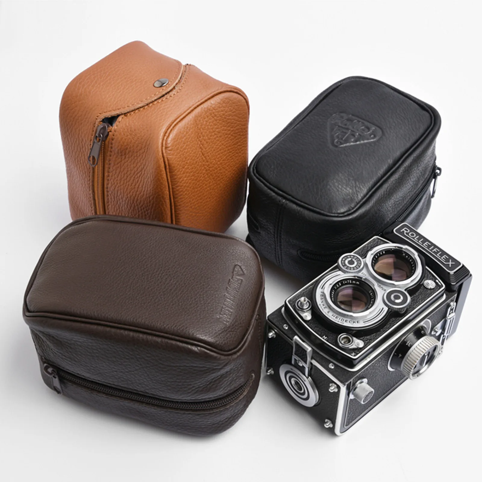 Rolleiflex、Rolleicord TLR Camera Leather Soft Case /Protective Bag-Not Included Shoulder Strap