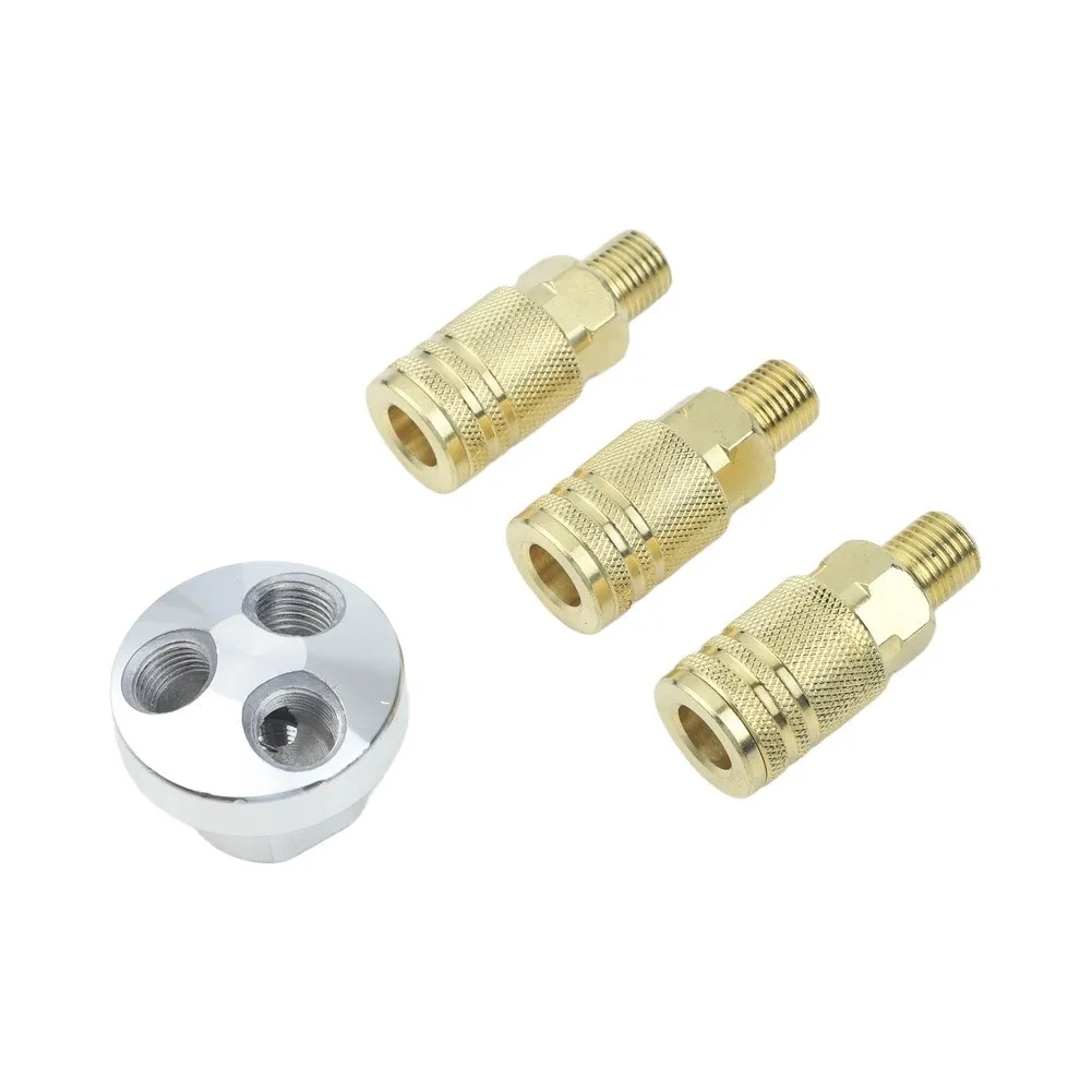 1/4NPT Quick Connect Air Compressor Fitting 3-Way Air Manifold Air Hose Connectors Fitting Compressor Splitter Accessories