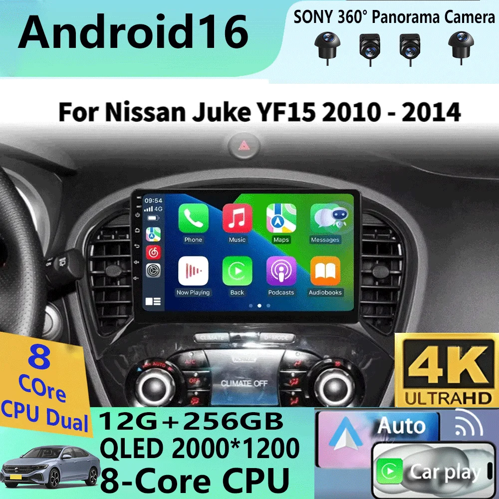 

Android 16 Car radio For Nissan Juke 2010 - 2014 Multimedia Video Player GPS Stereo Navigation No 2din 2 din dvd 4G+WIFI